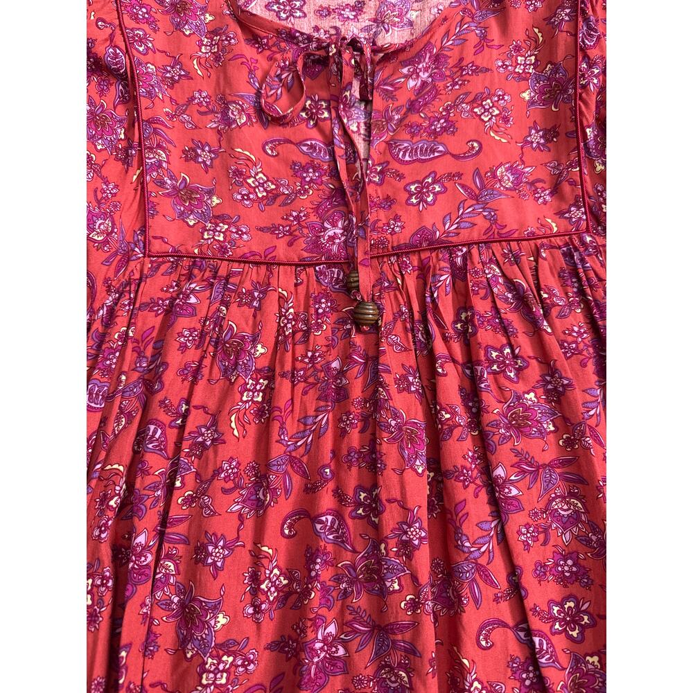 Natural Life Tunic Peasant Babydoll Mini Dress Red Purple Size Medium - Picture 5 of 10